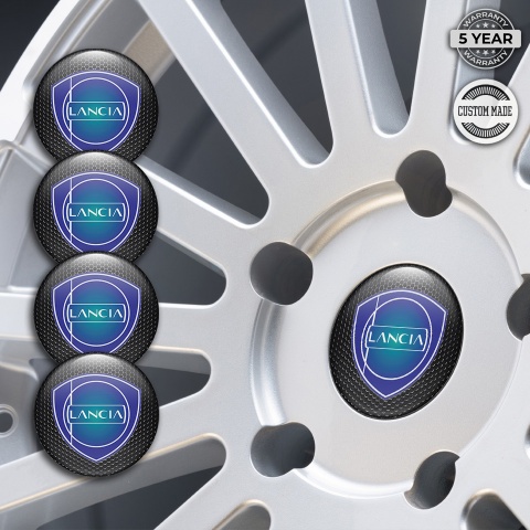 Lancia Wheel Emblem for Center Caps Dark Grate Sapphire Blue Logo