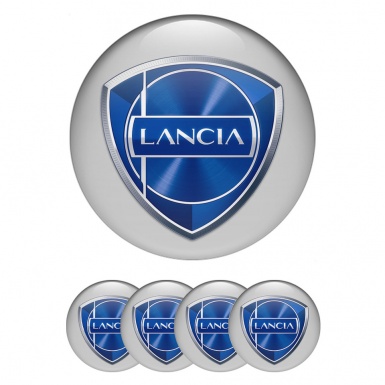 Lancia Emblems for Center Wheel Caps Grey Fill Metallic Logo Design