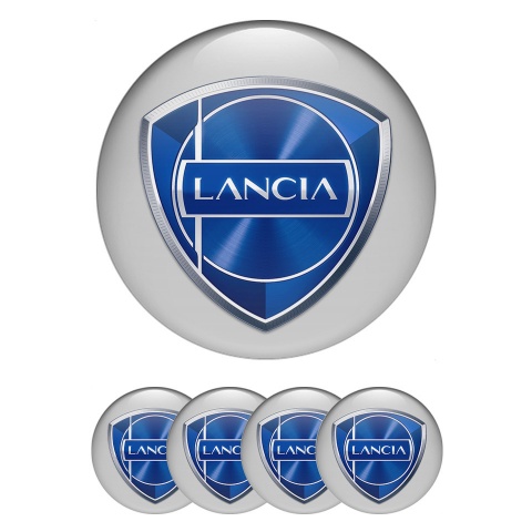 Lancia Emblems for Center Wheel Caps Grey Fill Metallic Logo Design