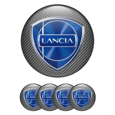 Lancia Wheel Stickers for Center Caps Light Carbon Metallic Logo Effect