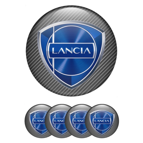 Lancia Wheel Stickers for Center Caps Light Carbon Metallic Logo Effect