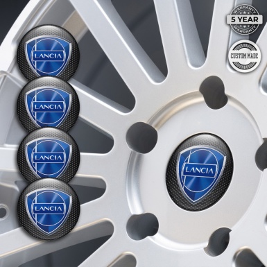 Lancia Stickers for Center Wheel Caps Dark Grate Metallic Logo Edition