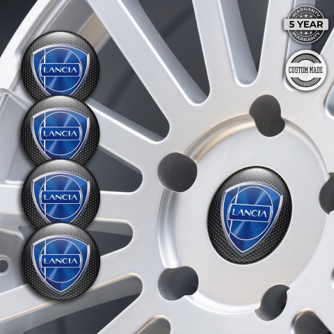 Lancia Stickers for Center Wheel Caps Dark Grate Metallic Logo Edition