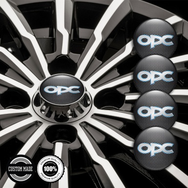 Opel OPC Emblem for Wheel Center Caps Metal Grate Blue Outline