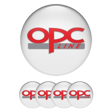 Opel Center Wheel Caps Stickers White Base Red OPC Line Edition