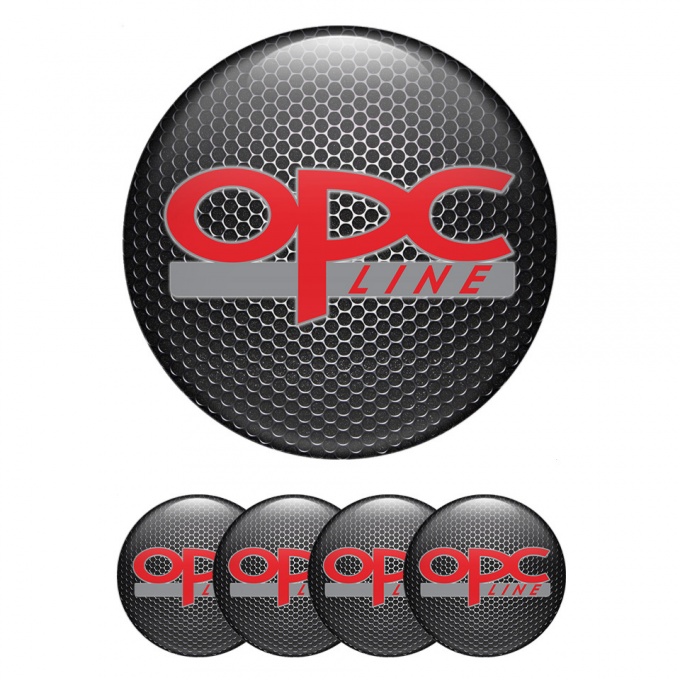 Opel Domed Stickers for Wheel Center Caps Dark Grate Red OPC Line