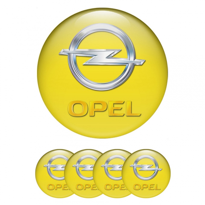 Opel Emblem for Wheel Center Caps Yellow Base Silver Gold Effect