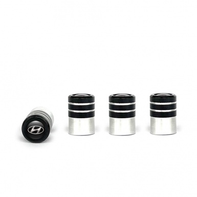 Hyundai Valve Caps 4 pcs Black Silicone Sticker 3D Logo