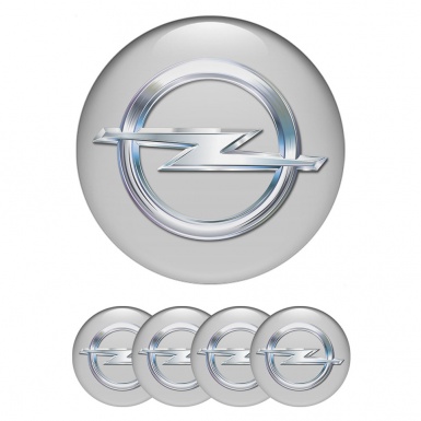Opel Stickers for Center Wheel Caps Grey Base Classic Chrome Logo