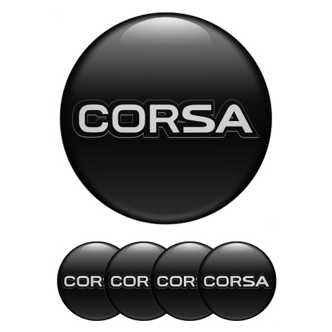 Opel Corsa Emblem for Wheel Center Caps Black Fill Outlined Grey Logo