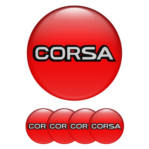 Opel Corsa Center Wheel Caps Stickers Red Fill Black Outline Edition