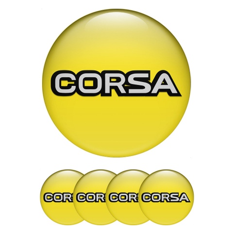 Opel Corsa Emblems for Center Wheel Caps Yellow Base Black Outline Logo