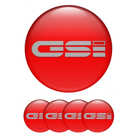 Opel GSI Center Wheel Caps Stickers Red Base Monochrome Logo
