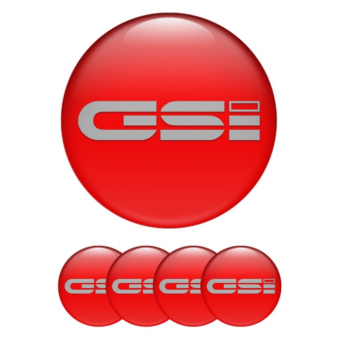 Opel GSI Center Wheel Caps Stickers Red Base Monochrome Logo
