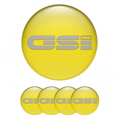 Opel GSI Emblems for Center Wheel Caps Yellow Fill Monochrome Badge