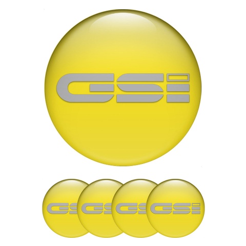 Opel GSI Emblems for Center Wheel Caps Yellow Fill Monochrome Badge