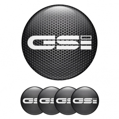 Opel GSI Emblem for Center Wheel Caps Dark Grate White Logo