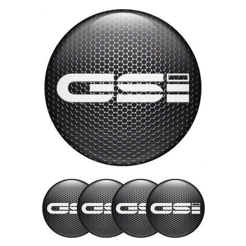 Opel GSI Emblem for Center Wheel Caps Dark Grate White Logo