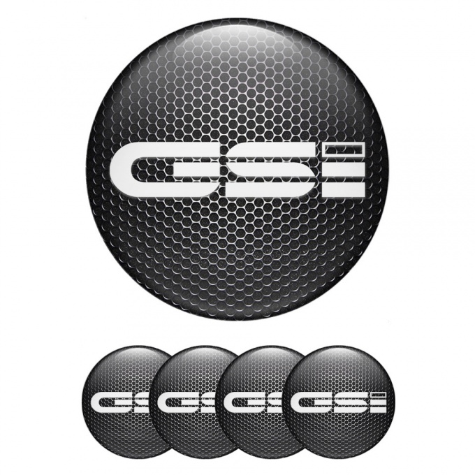 Opel GSI Emblem for Center Wheel Caps Dark Grate White Logo