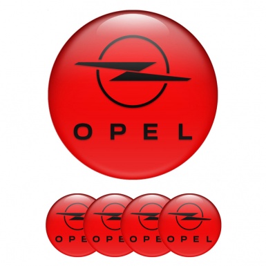 Opel Wheel Stickers for Center Caps Red Fill Classic Dark Logo
