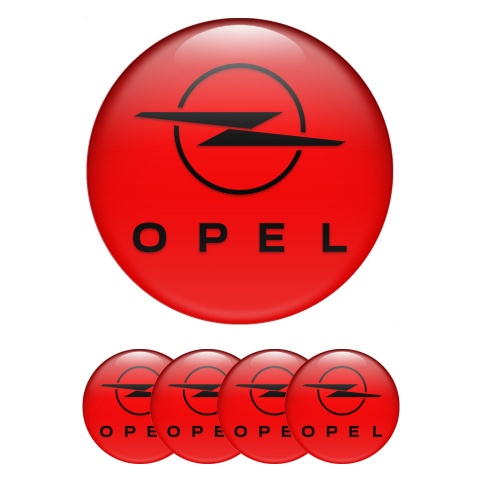 Opel Wheel Stickers for Center Caps Red Fill Classic Dark Logo