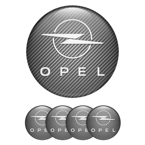 Opel Center Caps Wheel Emblem Carbon Background White Logo