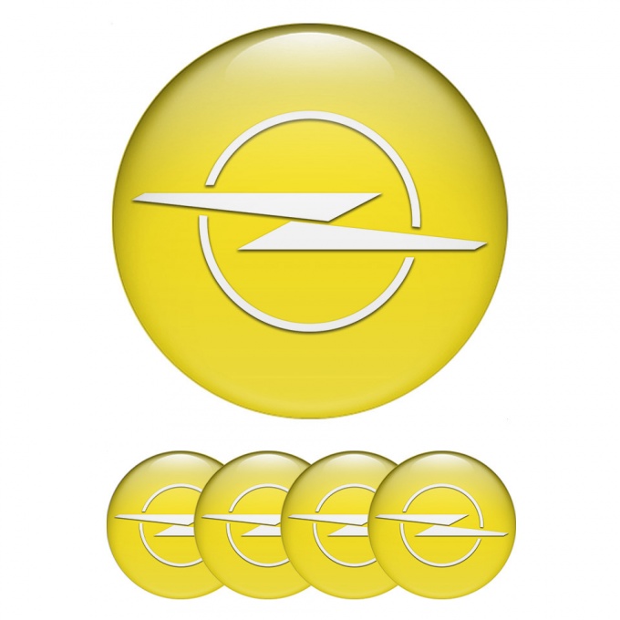 Opel Emblem for Wheel Center Caps Yellow Fill White Blitz Edition