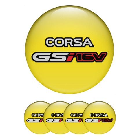 Opel Corsa Stickers for Wheels Center Caps Yellow GSI 16V Red Logo