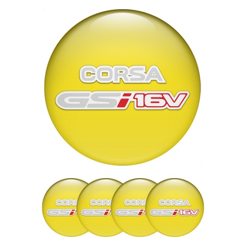 Opel Corsa Stickers for Center Wheel Caps Yellow Grey GSI 16v Sport