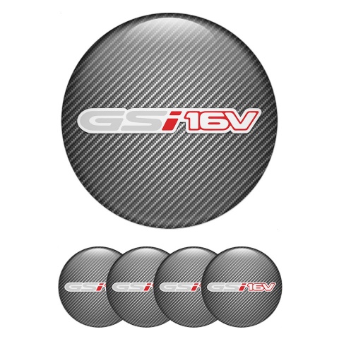 Opel GSI Center Wheel Caps Stickers Carbon Fiber White Sport Edition