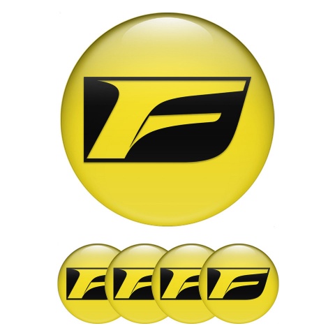 Lexus F Stickers for Wheels Center Caps Yellow Fill Black Logo Edition