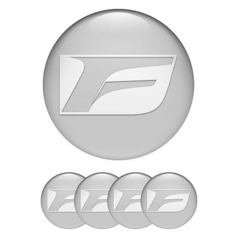 Lexus F Domed Stickers for Wheel Center Caps Grey Fill White Logo