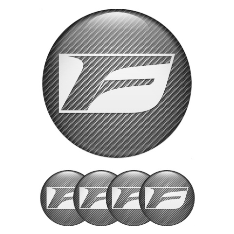 Lexus F Stickers for Center Wheel Caps Carbon Fiber White Logo