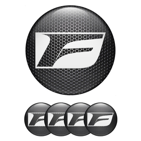 Lexus F Wheel Emblem for Center Caps Steel Grate White Logo
