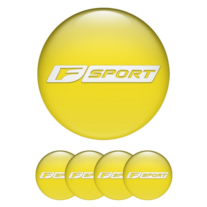 Lexus F Sport Center Wheel Caps Stickers Yellow White Dense Logo