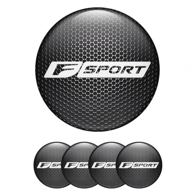 Lexus F Sport Center Caps Wheel Emblem Steel Mesh White Dense Logo