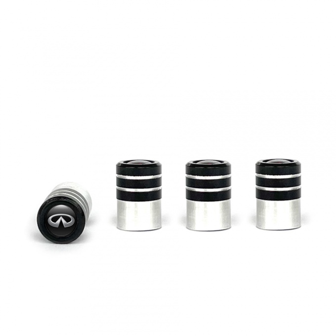Infiniti Valve Caps 4 pcs Black Silicone Sticker 3D Logo