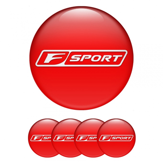 Lexus F Stickers for Center Wheel Caps Red White Outline Sport Edition