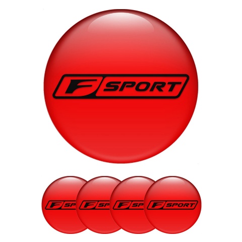 Lexus F Wheel Stickers for Center Caps Red Dark Outline Sport Logo