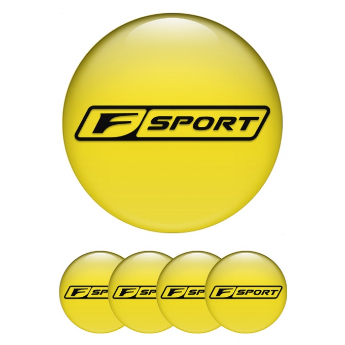Lexus F Stickers for Center Wheel Caps Yellow Dark Outline Sport Variant
