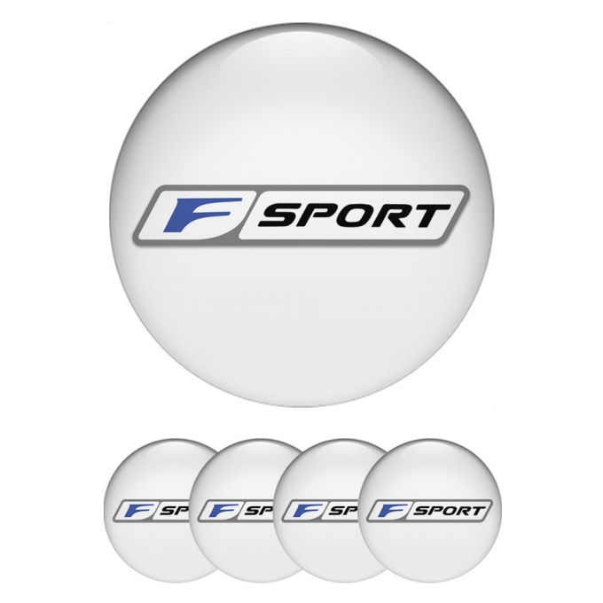 Lexus F Center Wheel Caps Stickers Pearl Base White Blue Sport Logo