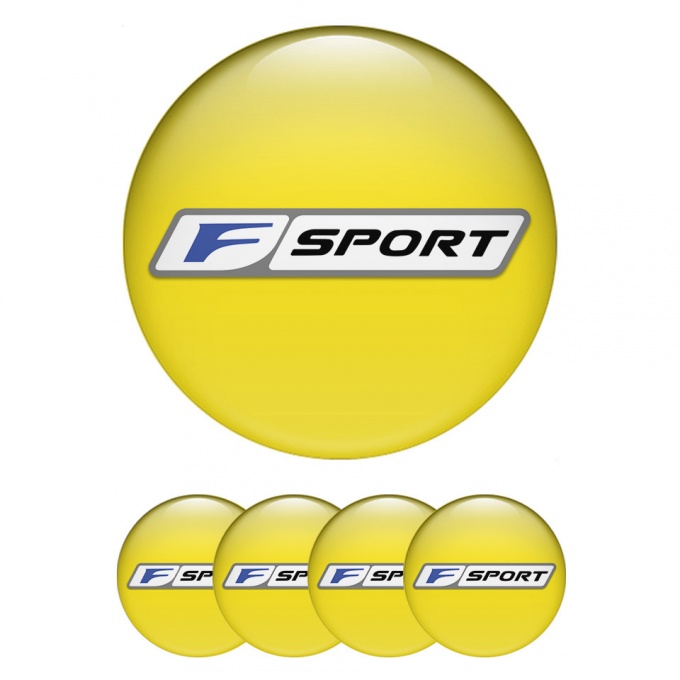 Lexus F Wheel Stickers for Center Caps Yellow Fill White Blue Sport Logo