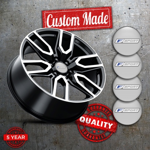 Lexus F Wheel Stickers for Center Caps Grey Fill Silver Frame Edition