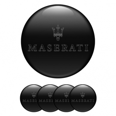 Maserati Emblem for Wheel Center Caps Black Fill Transparent Logo