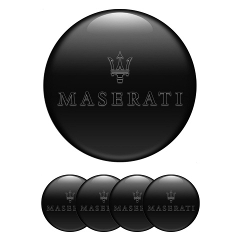 Maserati Emblem for Wheel Center Caps Black Fill Transparent Logo