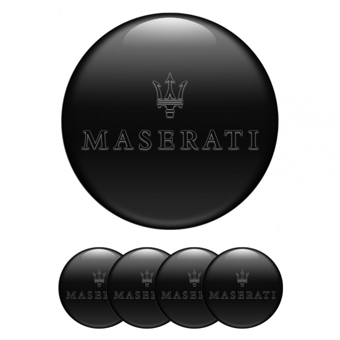 Maserati Emblem for Wheel Center Caps Black Fill Transparent Logo