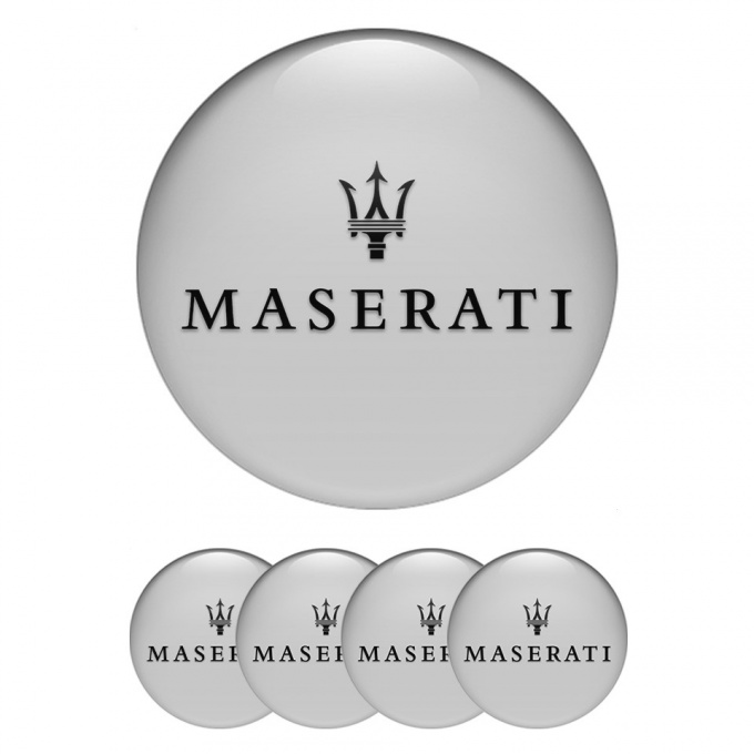 Maserati Emblems for Center Wheel Caps Grey Fill Black Trident Logo