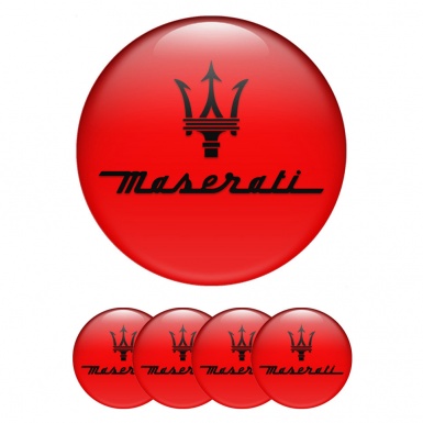 Maserati Wheel Emblem for Center Caps Red Print Classic Black Trident