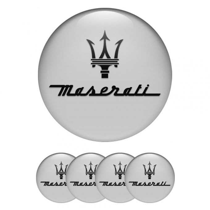 Maserati Emblem for Wheel Center Caps Grey Print Classic Black Trident
