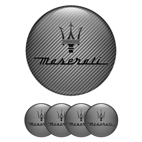 Maserati Emblem for Center Wheel Caps Carbon Texture Black Trident